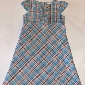 Janie and Jack Girl 8 Yorkshire Princess Plaid Blue and Pink Short Sleeve Dress